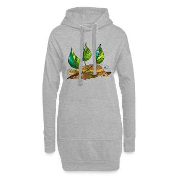 Feuilles - Sweat-shirt à capuche long Femme - gris chiné - Devant
