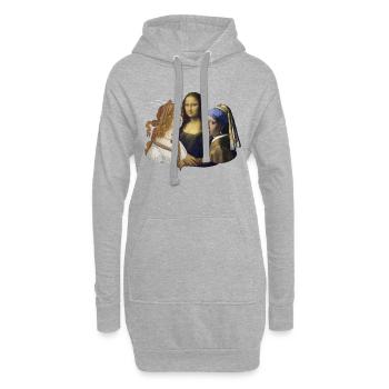 DaVinci vs Botticelli vs Vermeer | Concours d'artiste - Sweat-shirt à capuche long Femme - gris chiné - Devant