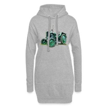 Vintage grüner Traktor, Farmer T-Shirts, Kleidung - Hoodie-Kleid - Grau meliert - Vorne