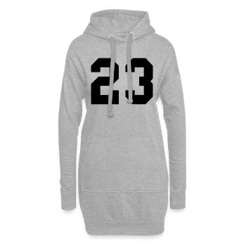 23 - Sweat-shirt à capuche long Femme - gris chiné - Devant