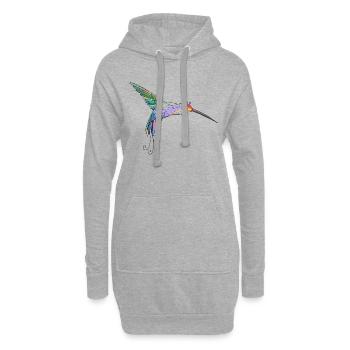 Oiseau coloré - Sweat-shirt à capuche long Femme - gris chiné - Devant