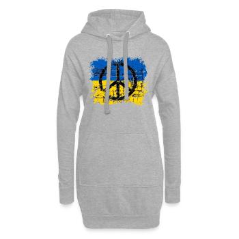 Ukraine Shirt mit Flagge und Peace Zeichen - Hoodie-Kleid - Grau meliert - Vorne
