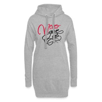 Never give up - Hoodie-Kleid - Grau meliert - Vorne