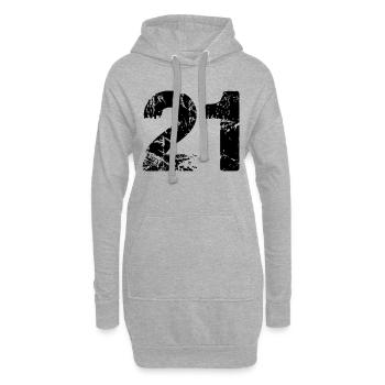 21 - Sweat-shirt à capuche long Femme - gris chiné - Devant