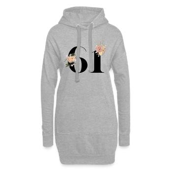 Blumen zum 61-jährigen Jubiläum (Geschenk von 61 Jahren) - Hoodie-Kleid - Grau meliert - Vorne
