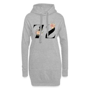 72e anniversaire fleuris (Cadeau de 72 ans) - Sweat-shirt à capuche long Femme - gris chiné - Devant