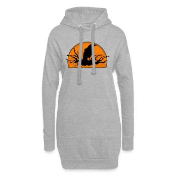 Rabe im Sonnenuntergang - Hoodie-Kleid - Grau meliert - Vorne