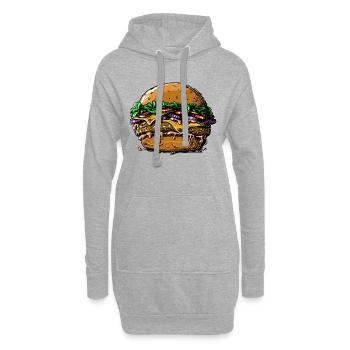 burger - Sweat-shirt à capuche long Femme - gris chiné - Devant
