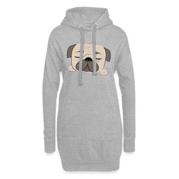 Sleeping Pug Dog Funny Dog Owners - Sweat-shirt à capuche long Femme - gris chiné - Devant