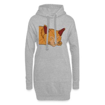 Schlafende Katze Illustration Geschenk - Hoodie-Kleid - Grau meliert - Vorne