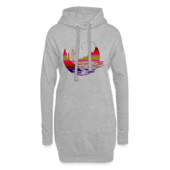 Landschaften in geometrischer Form - Hoodie-Kleid - Grau meliert - Vorne