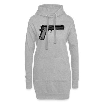 pistolet revolver flingue automatique arme - Sweat-shirt à capuche long Femme - gris chiné - Devant
