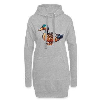 Eine farbenfrohe und gefiederte bunte Ente. - Hoodie-Kleid - Grau meliert - Vorne