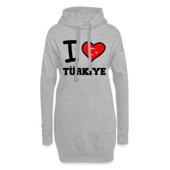 I love Türkiye - Hoodie-Kleid - Grau meliert - Vorne