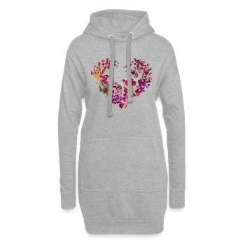 ungarische blumen,Herz,ornamente,blumenherz,obst - Hoodie-Kleid - Grau meliert - Vorne