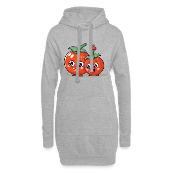 Bak et bik les tomates kawaii - Sweat-shirt à capuche long Femme - gris chiné - Devant