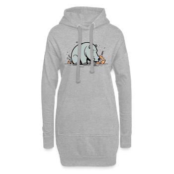 Hippopotame Bande Dessinée Mignonne - Sweat-shirt à capuche long Femme - gris chiné - Devant