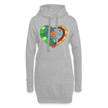 Herz - Hoodie-Kleid - Grau meliert - Vorne