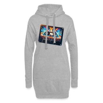 Vintage Kassette mit Konzertdarstellung - Hoodie-Kleid - Grau meliert - Vorne