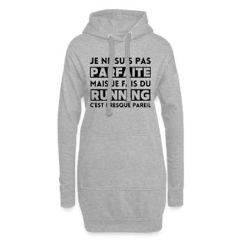 Je ne suis pas parfaite mais je fais du running - Sweat-shirt à capuche long Femme - gris chiné - Devant
