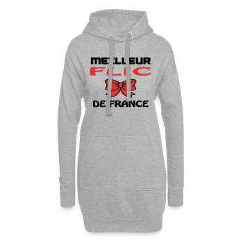 MEILLEUR FLIC DE FRANCE - Sweat-shirt à capuche long Femme - gris chiné - Devant