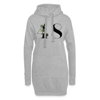 Nummer 48 Grüne Blumen - 48. Blumengeburtstag - Hoodie-Kleid - Grau meliert - Vorne