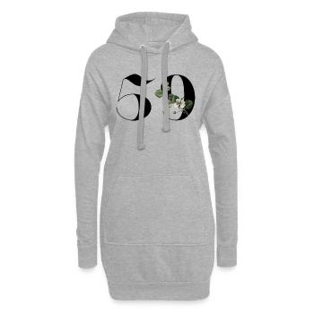 Numéro 59 floral vert - 59e anniversaire floral - Sweat-shirt à capuche long Femme - gris chiné - Devant