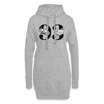Numéro 93 floral noir - 93e anniversaire floral - Sweat-shirt à capuche long Femme - gris chiné - Devant
