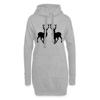 Silhouette de cerf 02 - Sweat-shirt à capuche long Femme - gris chiné - Devant