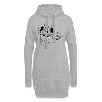 Chien Diable Satan Enfer Mal Trident Cornes Cool - Sweat-shirt à capuche long Femme - gris chiné - Devant