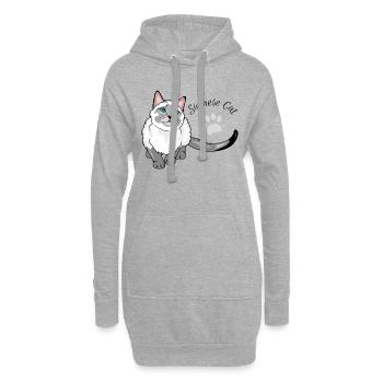 Neugierige Siamkatze - Hoodie-Kleid - Grau meliert - Vorne