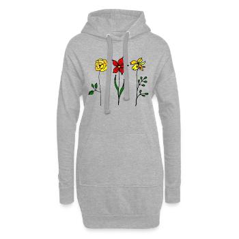 Blumen - Hoodie-Kleid - Grau meliert - Vorne