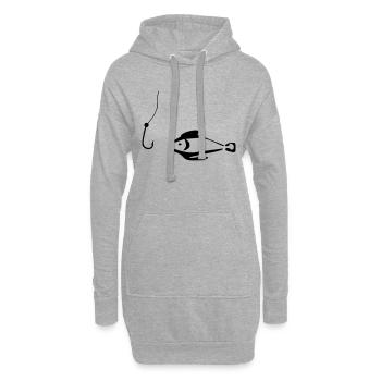 la pêche, les poissons, les hameçons, la pêche sur - Sweat-shirt à capuche long Femme - gris chiné - Devant