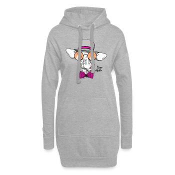 Girafe de hipster - Sweat-shirt à capuche long Femme - gris chiné - Devant