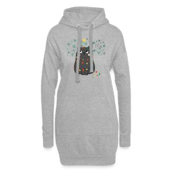 Noël du chat noir, miaou Noël - Sweat-shirt à capuche long Femme - gris chiné - Devant