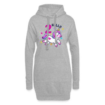 Hello Two Unicorn, deuxième anniversaire - Sweat-shirt à capuche long Femme - gris chiné - Devant