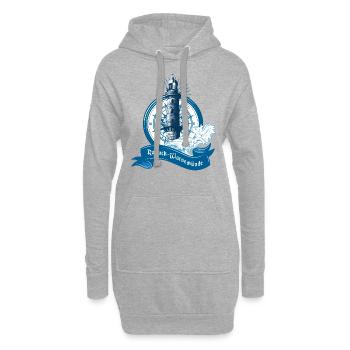 Leuchtturm Warnemünde, Rostock - Hoodie-Kleid - Grau meliert - Vorne