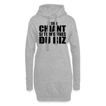 Homme qui adore : Riz. Design Drôle Humour Sushi - Sweat-shirt à capuche long Femme - gris chiné - Devant