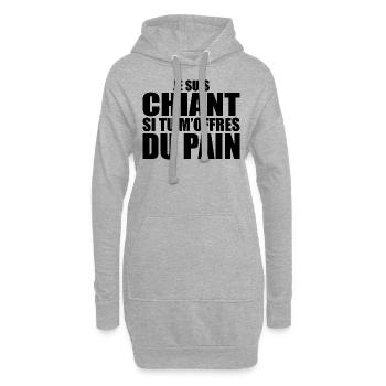 Mann, der anbetet: Brot. Lustiger Design-Humor - Hoodie-Kleid - Grau meliert - Vorne