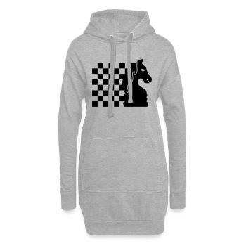 schach_pferd_b_1c - Hoodie-Kleid - Grau meliert - Vorne