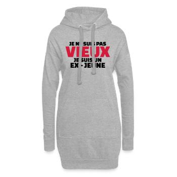 Je ne suis pas vieux je suis un ex-jeune - Sweat-shirt à capuche long Femme - gris chiné - Devant