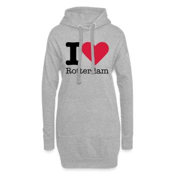 I Love Rotterdam - Sweat-shirt à capuche long Femme - gris chiné - Devant