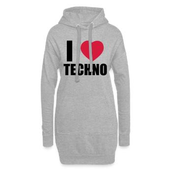 I LOVE TECHNO 2 - Sweat-shirt à capuche long Femme - gris chiné - Devant