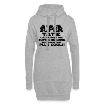 comme une super-héroine (tatie) - Sweat-shirt à capuche long Femme - gris chiné - Devant