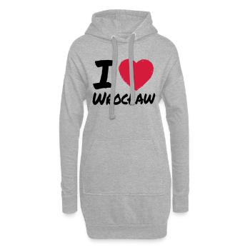 I Love Wroclaw - Hoodie-Kleid - Grau meliert - Vorne