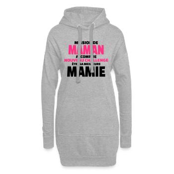 nouveau challenge être la meilleure mamie - Sweat-shirt à capuche long Femme - gris chiné - Devant