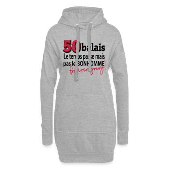 50 balais le temps passe - Sweat-shirt à capuche long Femme - gris chiné - Devant