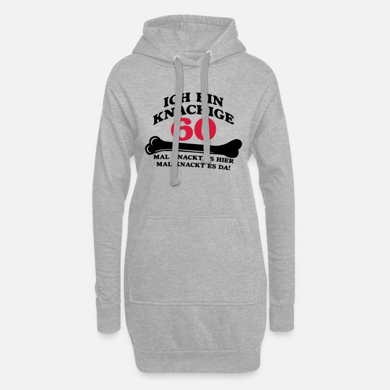 Geburtstag - Ich bin Knackige 60 - Hoodie-Kleid - Grau meliert
