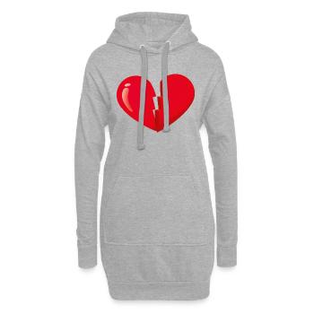 broken heart gebrochenes Herz - Hoodie-Kleid - Grau meliert - Vorne