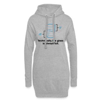 Streng genommen ist das Glass immer voll. - Hoodie-Kleid - Grau meliert - Vorne